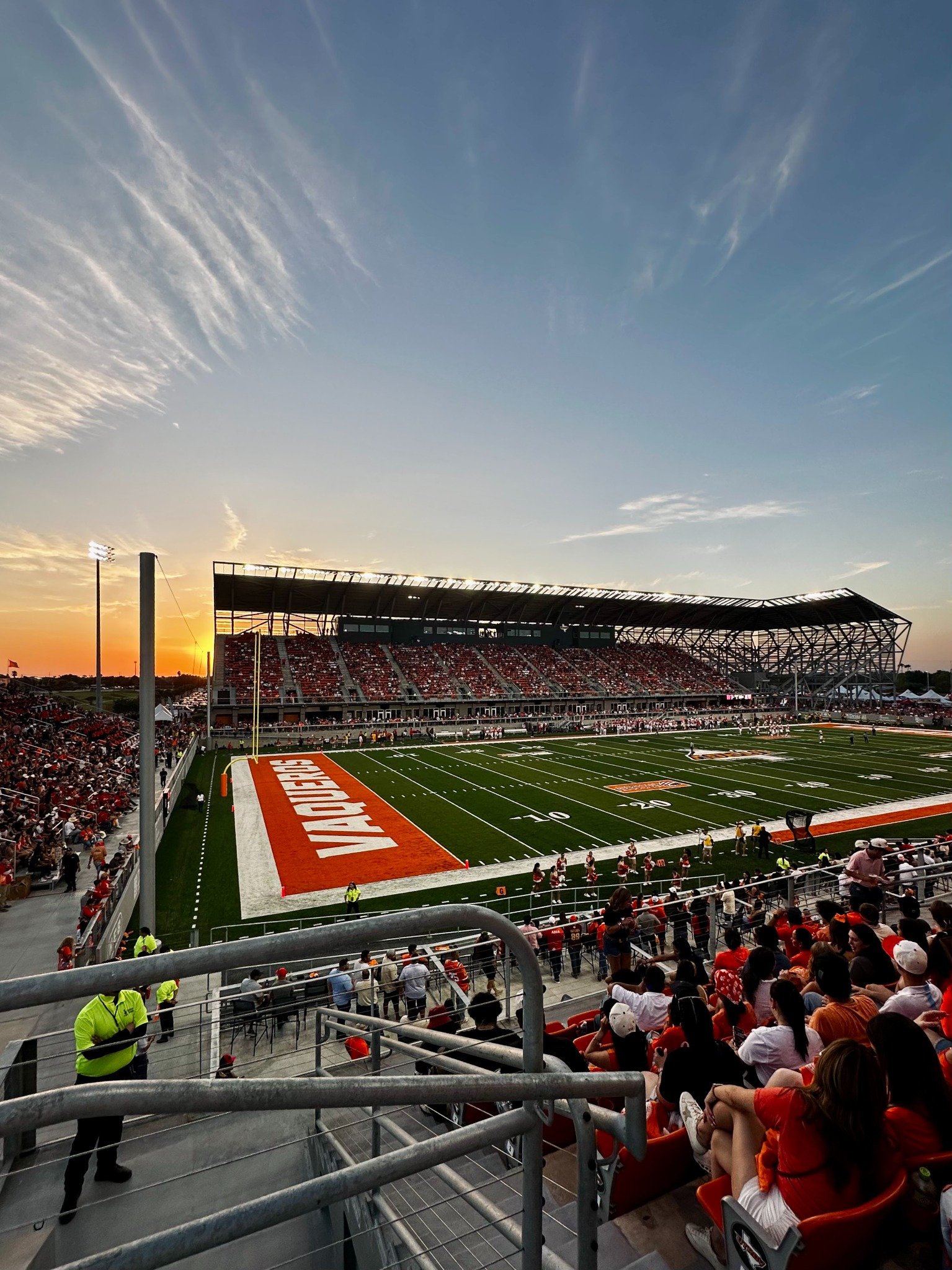 UTRGV stadium at sunset